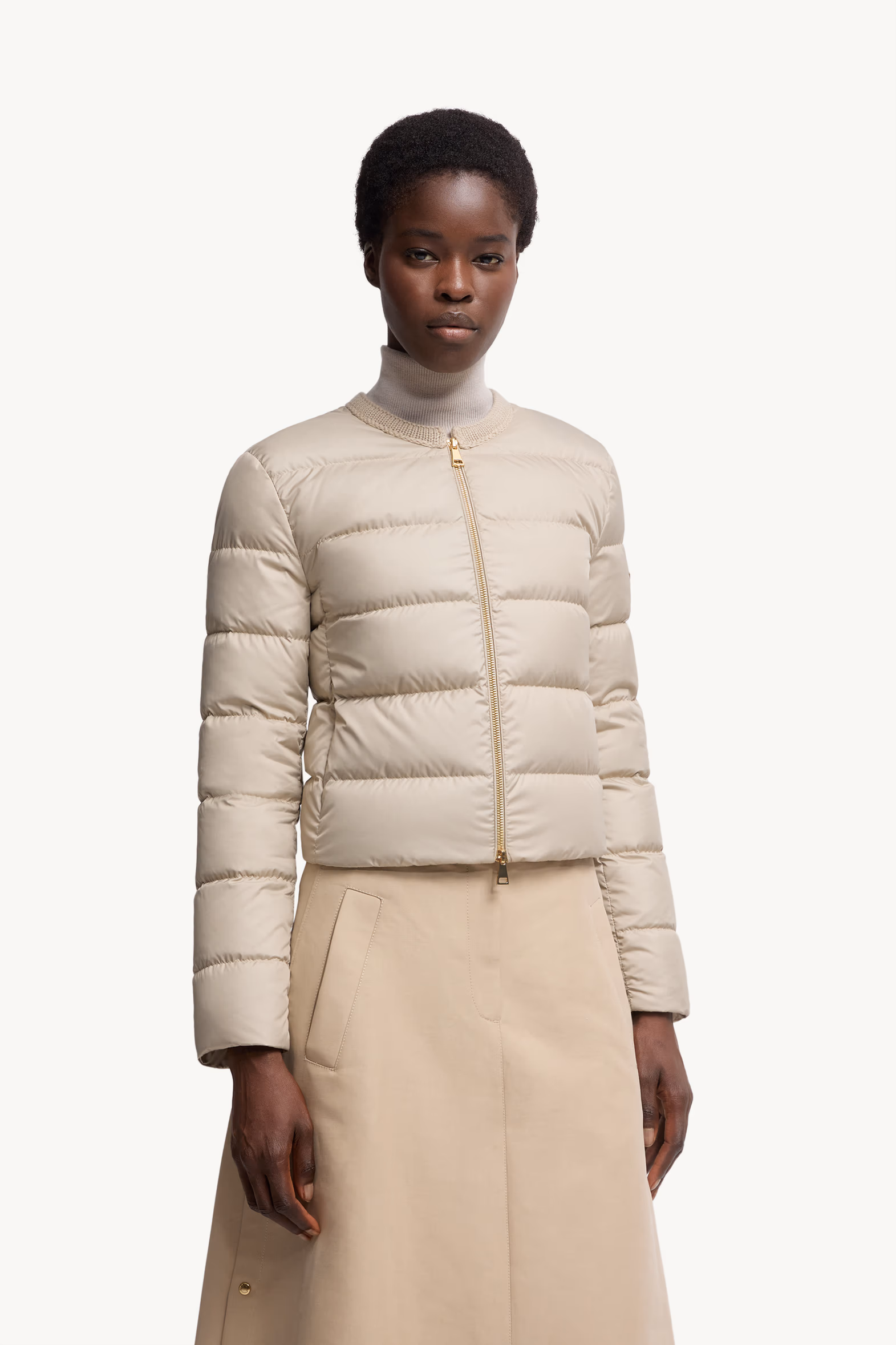 Mauvezin Wool-Trimmed Short Down Jacket Women Beige Moncler 3